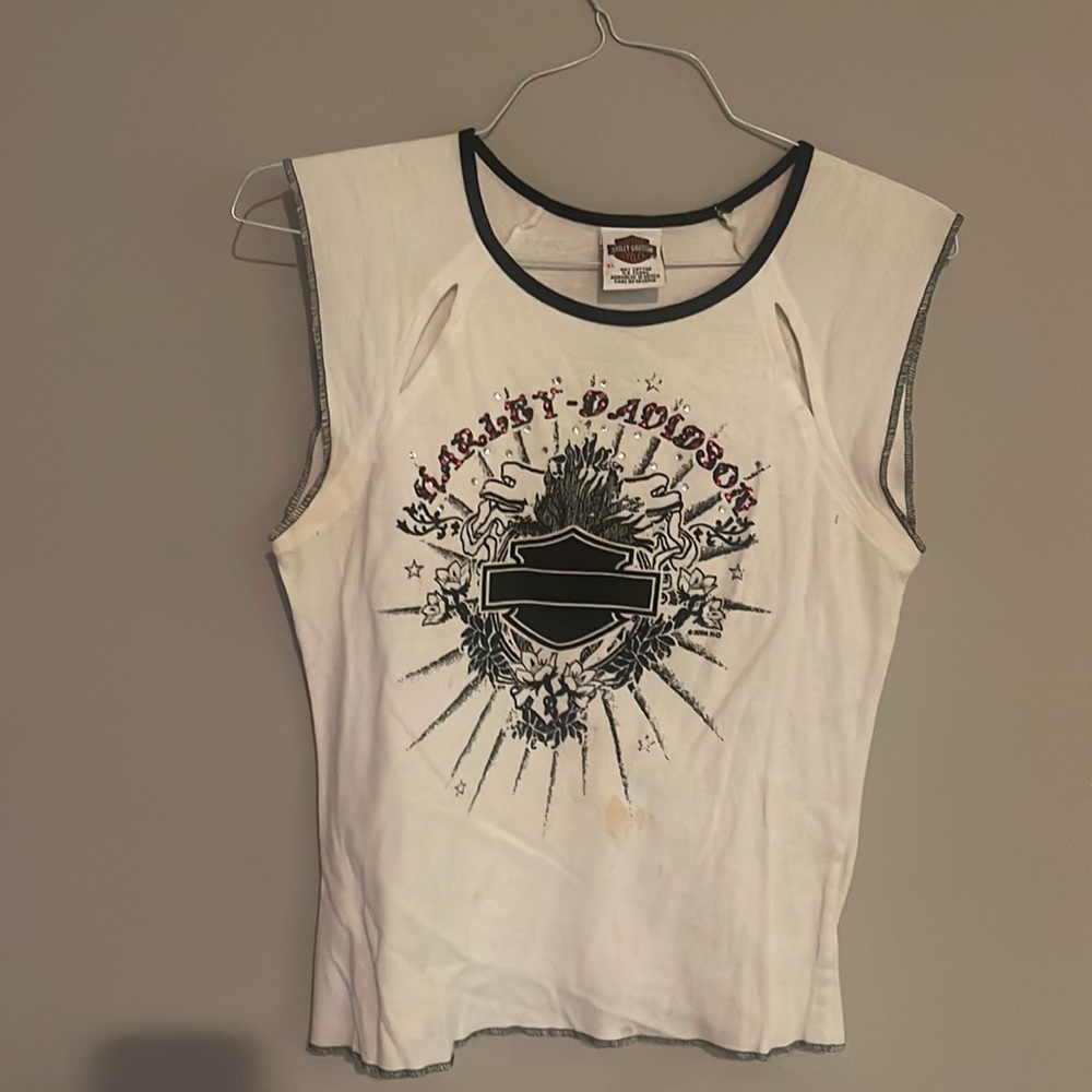 White Harley Davidson tank top